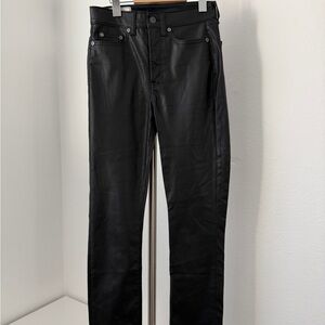 GAP Black Faux Leather Slim Straight Pants